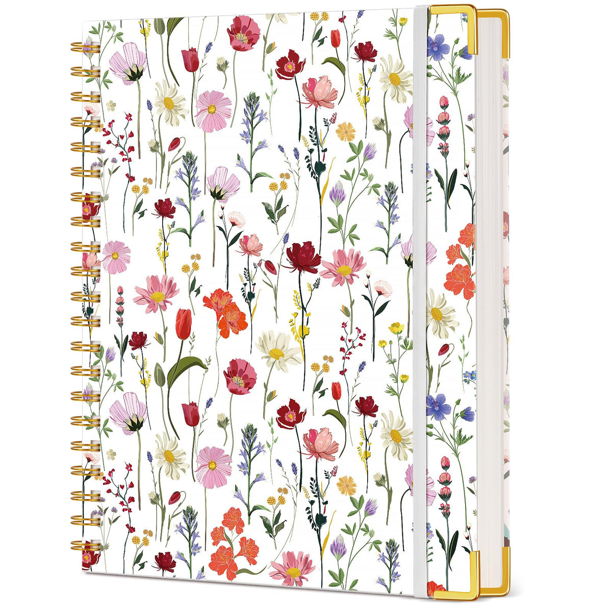 Cute Spiral Notebook Journal for Women, 200 Pages Lined Notebooks 8.5” x 11”, A4 Large Hardcover Spiral Journals with 100 GSM Thick Paper, College Ruled Notebook for Writing Work School, Orange Floral