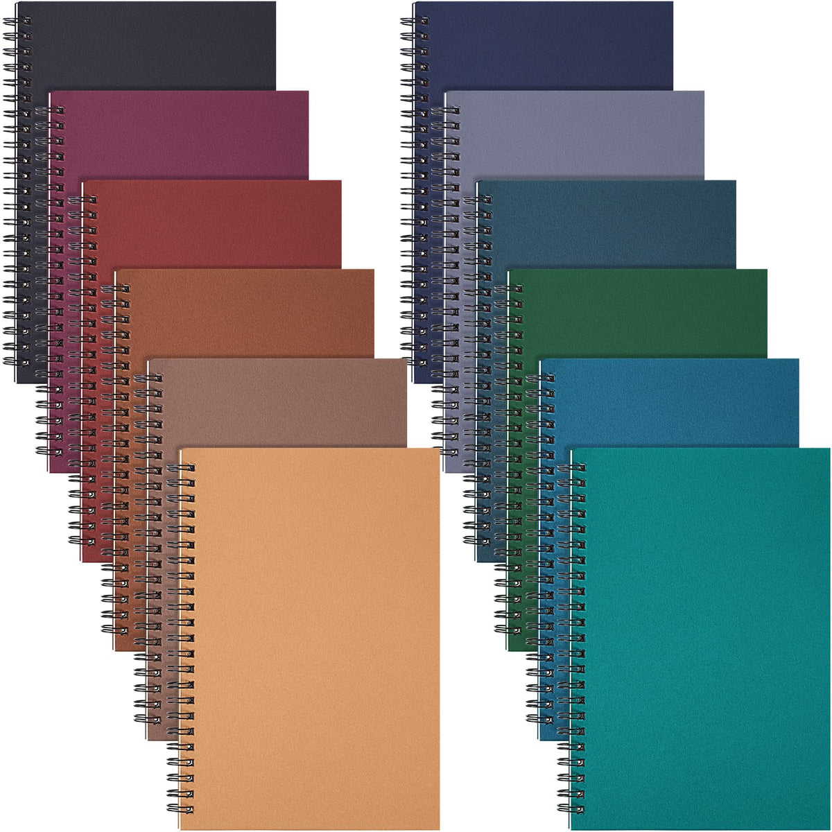 Fuutreo 12 Pcs Spiral Notebook for Work, 8.3 x 5.7 Candy Color, Classic