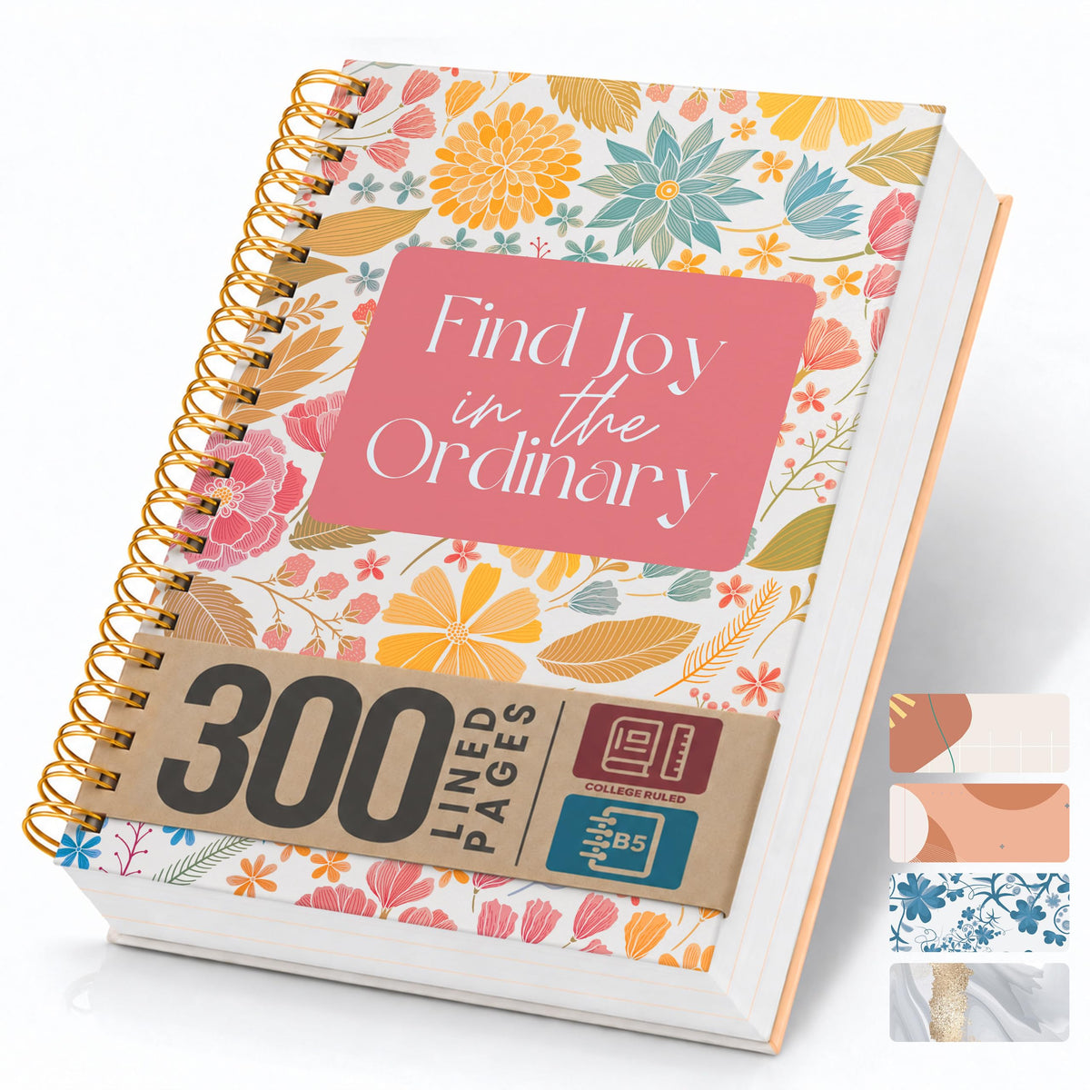 300-Page Hard Cover Notebook with Affirmations - B5 Spiral Bound
