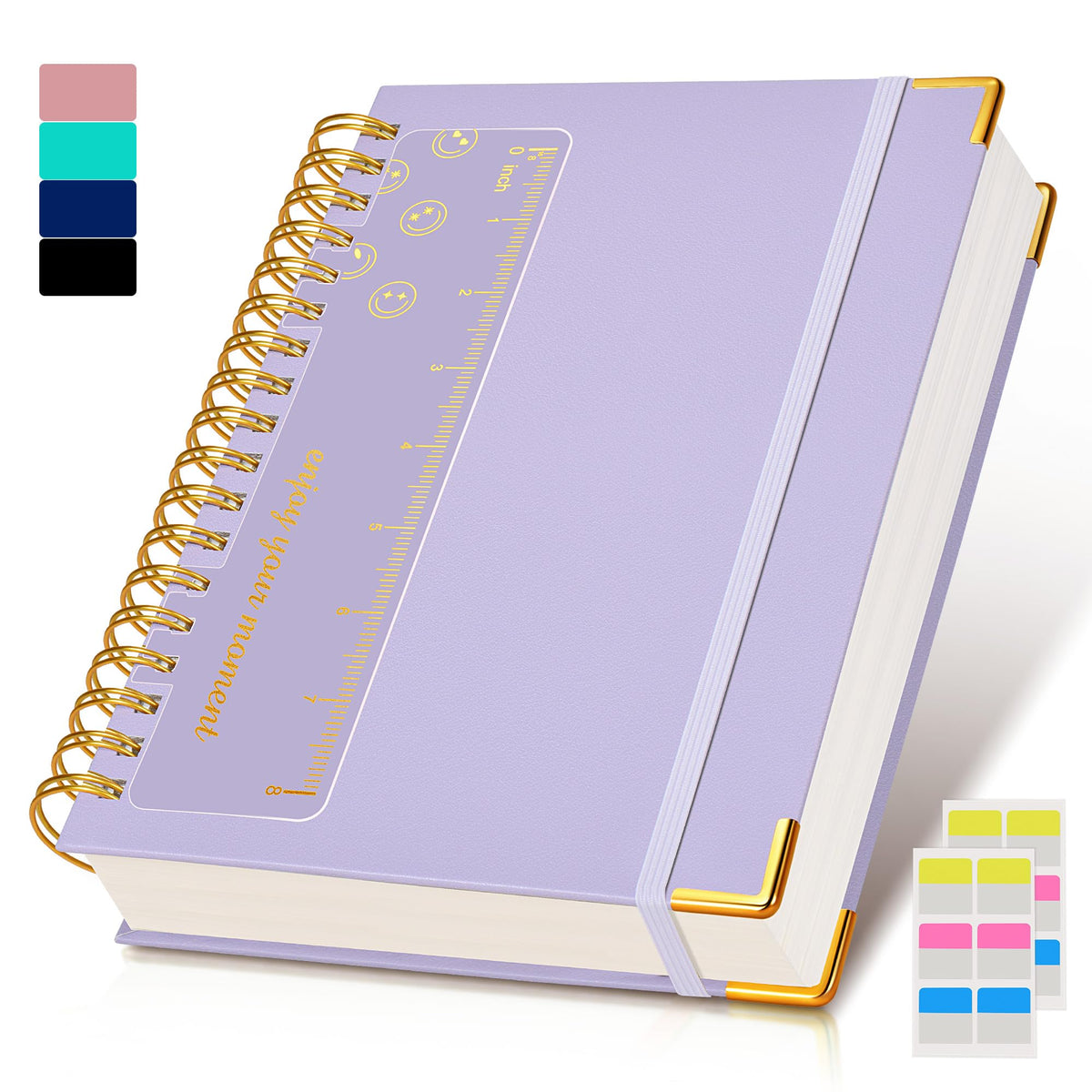 Spiral Notebook Journal 8.5” x 11”, 300 Pages Hardcover Leather Lined Journals for Women Men, A4 Large College Ruled Notebooks with 100 GSM Thick Paper, Spiral Journal for Writing Work School, Purple