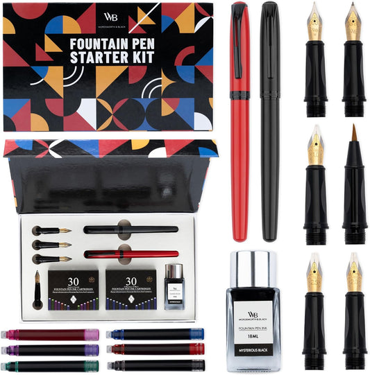 Wordsworth & Black Fountain Pen Set for Beginners, Calligraphy Kit, Black
