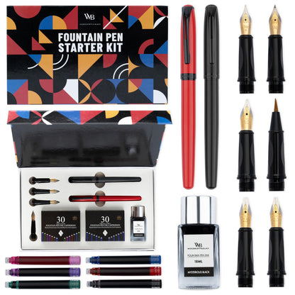 Wordsworth & Black Fountain Pen Set for Beginners, Calligraphy Kit, Black