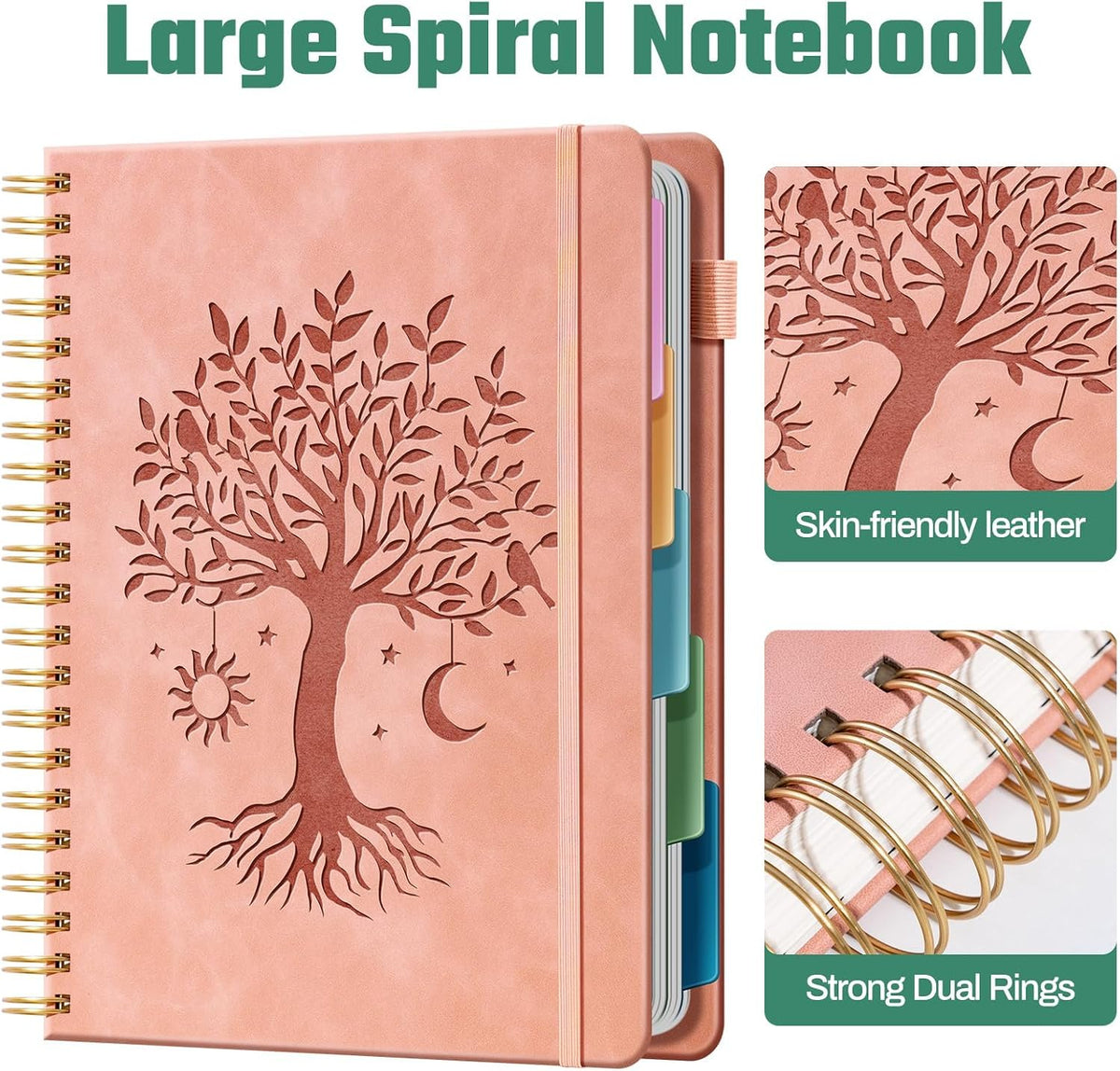 Ovesmusl 5-Subject Hardcover Spiral Notebook, 8.5" x 11", College Ruled