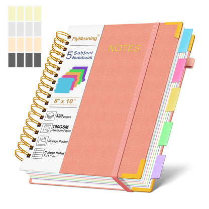 Hardcover Spiral Notebook Journal with Removable Dividers Tabs