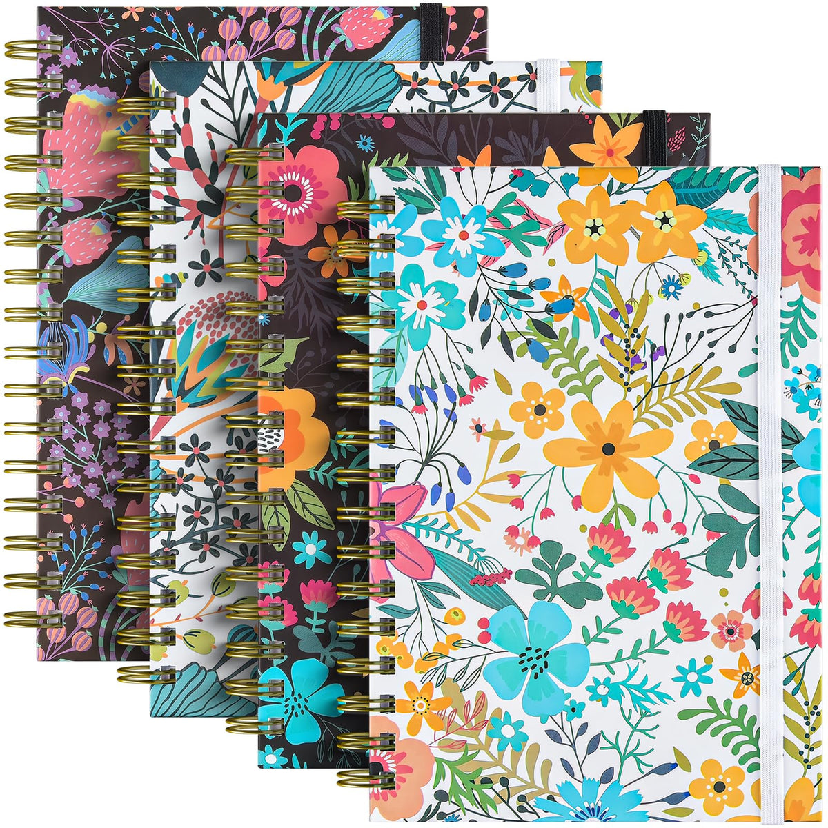 4 Pack Spiral Notebook, A5 Lined Journal for Women, College Ruled 160 Pages