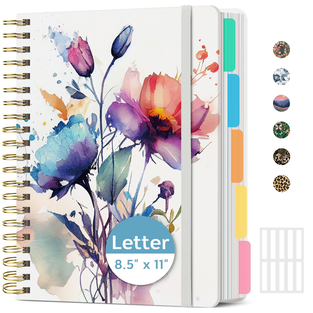 Taja Cute Large Spiral Lined Notebook for Work with 5 Removable Dividers