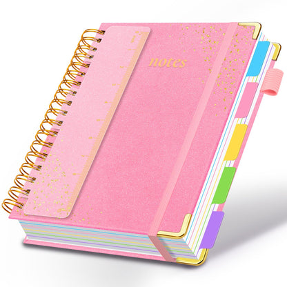 Hardcover Spiral Notebook with Tabs & Dividers, 8"x10" 5 Subject