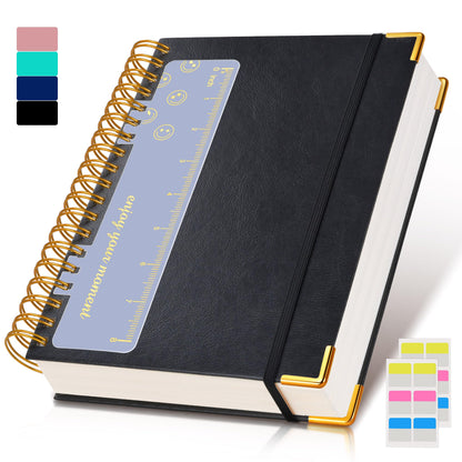Spiral Notebook Journal 8.5” x 11”, 300 Pages Hardcover Leather Lined Journals for Women Men, A4 Large College Ruled Notebooks with 100 GSM Thick Paper, Spiral Journal for Writing Work School, Purple
