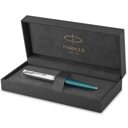 Parker 51 Fountain Pen, Midnight Blue Barrel, Chrome Trim, Fine Nib, Black Ink Cartridge, Gift Box