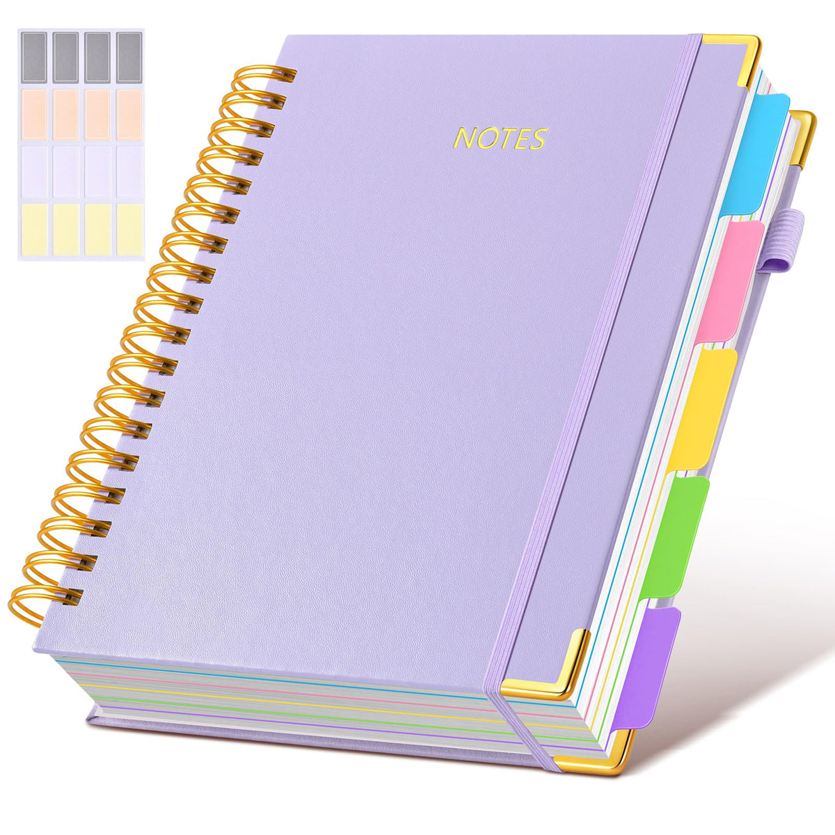 Hardcover Spiral Notebook journal with Removable Dividers Tabs, 300 Pages Leather 5 Subject Notebook College Ruled, 8"x10" Large B5 Notebooks for Work School Note taking, Lined Journal for Women,Green