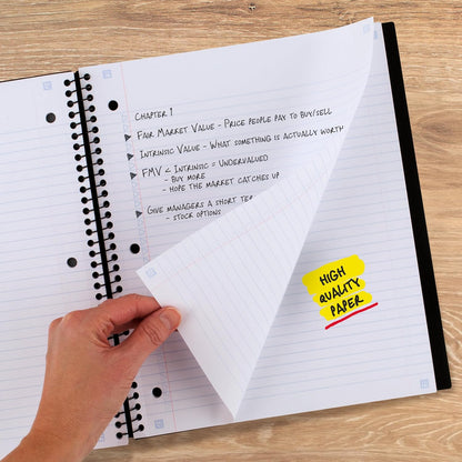 Five Star Advance Spiral Notebooks + Study App, 2 Pack, 1 Subject, College Ruled Paper, 11" x 8-1/2", 100 Sheets, With Spiral Guard and Movable Dividers, Black, Pacific Blue (820112)