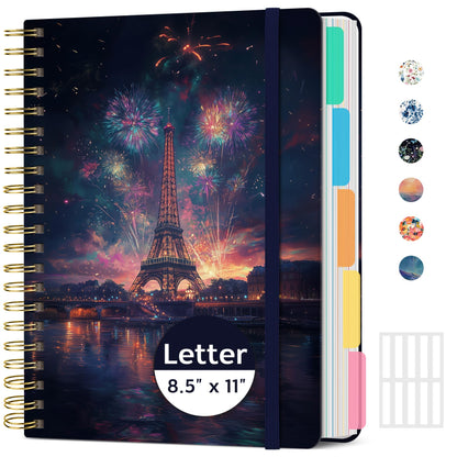 Taja Spiral Notebooks for Work 5 Subject Notebook with Removable Dividers