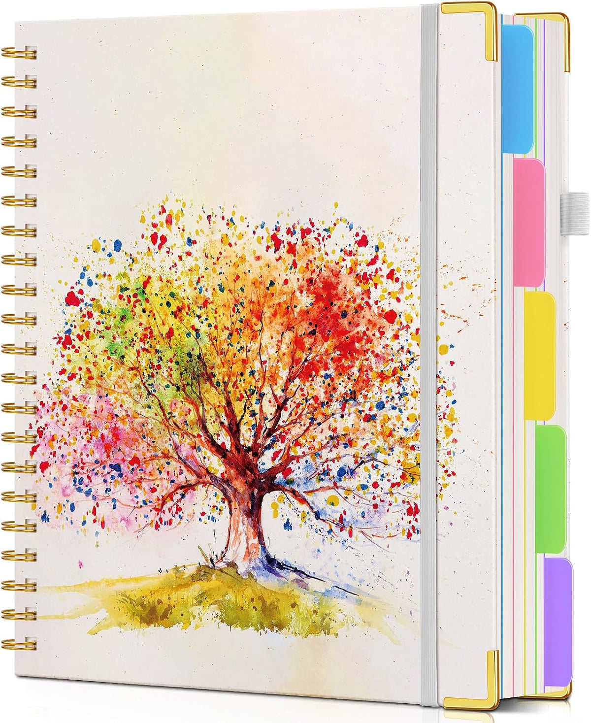 Large Spiral Notebook Journal 8.5"x11" with Divider Tabs, 300 Pages 5 Subject Notebooks for Work School, Cute Lined Journal for Women, A4 Hardcover Spiral Notebook College Ruled，ColorfulTreeofLife