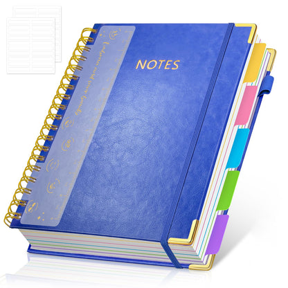 Hardcover Multi Subject Spiral Notebook with Tabs, Large B5 for Work