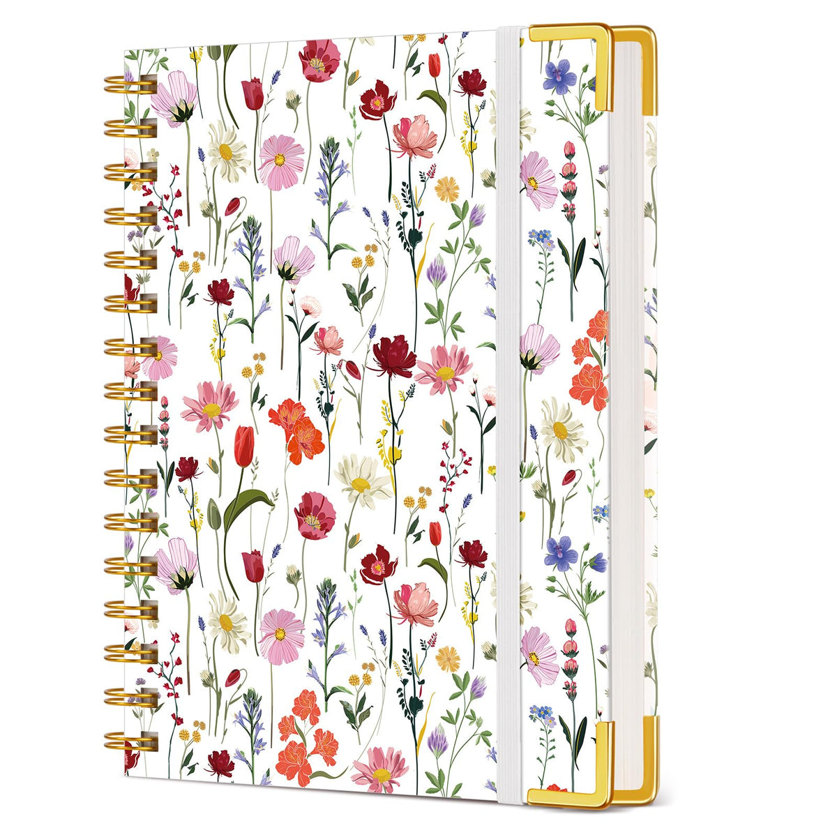 Cute Spiral Notebook Journal for Women, 200 Pages Lined Notebooks 8.5” x 11”, A4 Large Hardcover Spiral Journals with 100 GSM Thick Paper, College Ruled Notebook for Writing Work School, Orange Floral