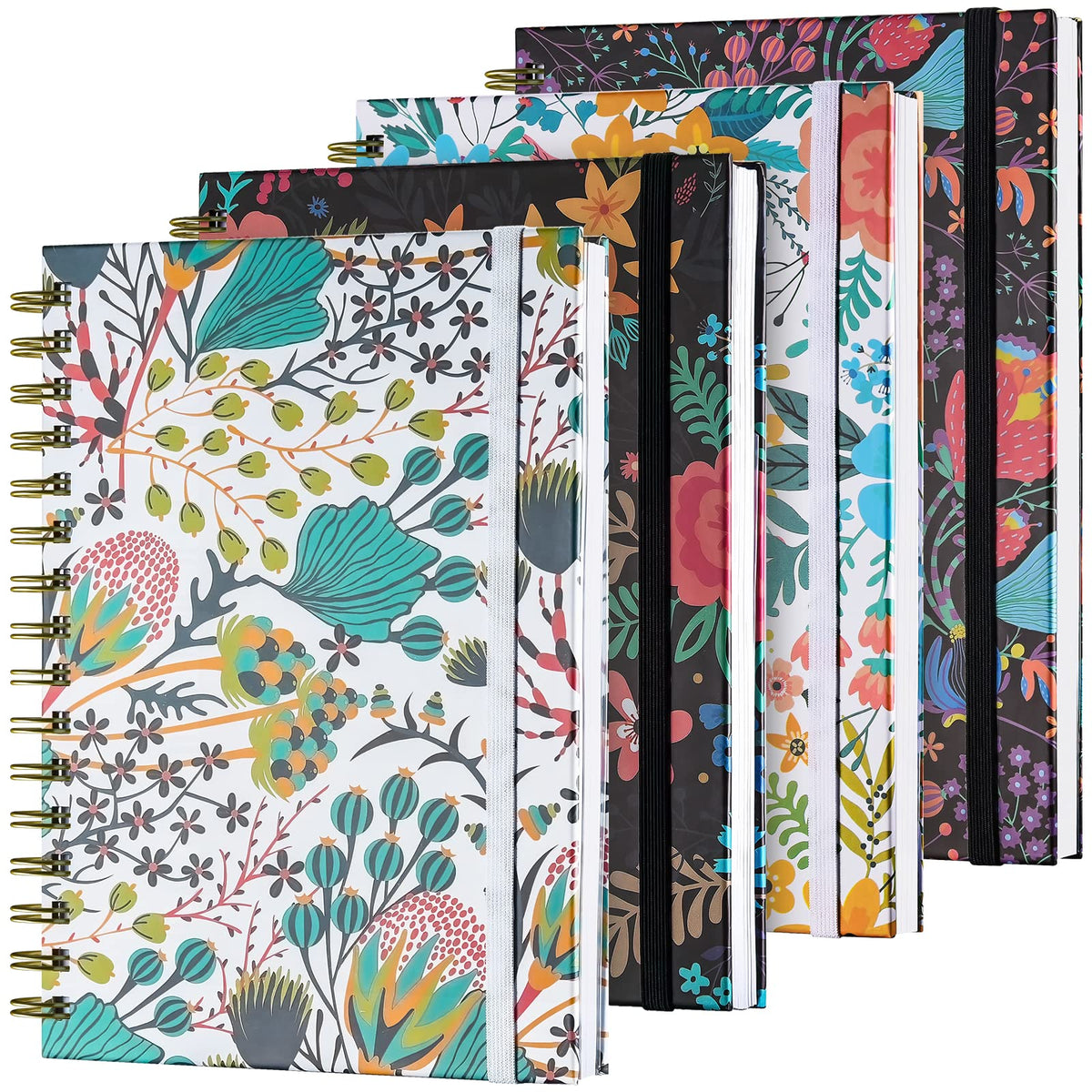 4 Pack Spiral Notebook, A5 Lined Journal for Women, College Ruled 160 Pages