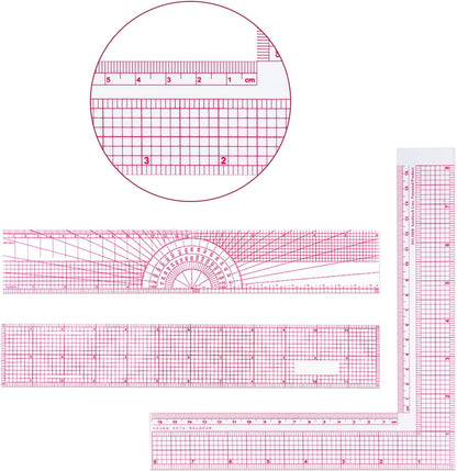 Frienda 6 Pcs Clear Plastic Sewing Rulers Set, Beveled Inch Metric Scales