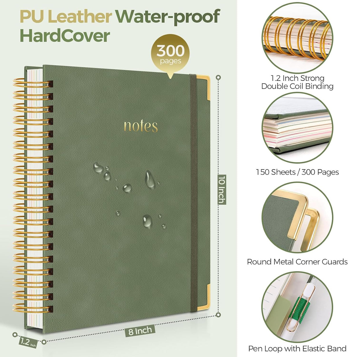 SKYDUE 5 Subject Notebook with Dividers and Tabs, Notebooks for Work