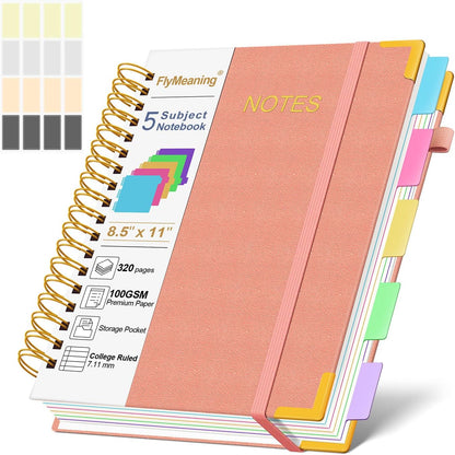 Hardcover Spiral Notebook Journal with Removable Dividers Tabs