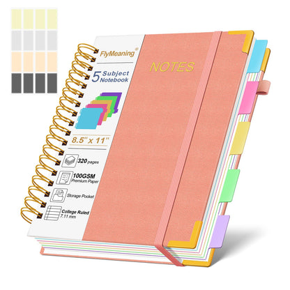 Hardcover Spiral Notebook Journal with Removable Dividers Tabs