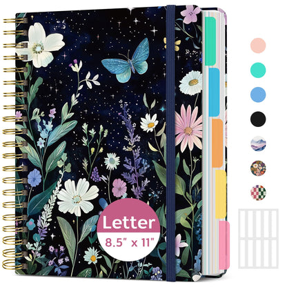 Taja Spiral Notebooks for Work 5 Subject Notebook with Removable Dividers