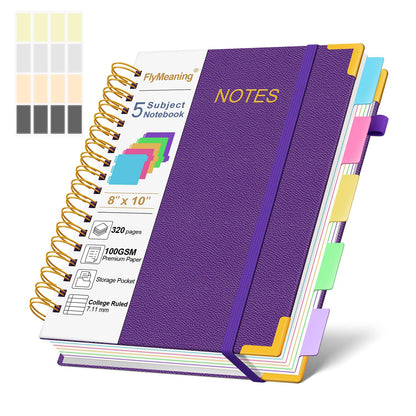 Hardcover Spiral Notebook Journal with Removable Dividers Tabs