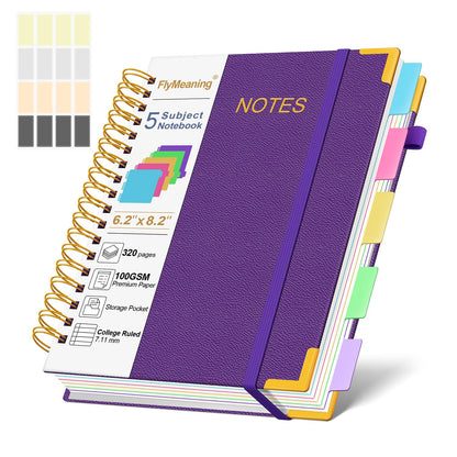 Hardcover Spiral Notebook Journal with Removable Dividers Tabs