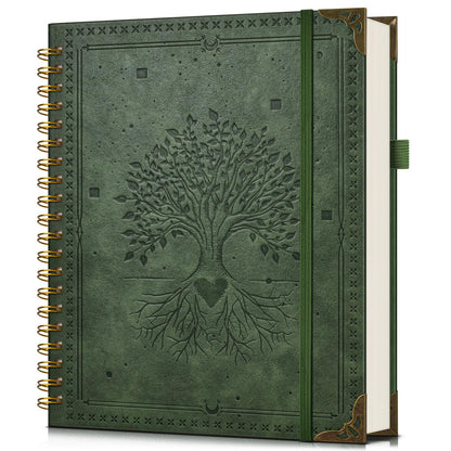 dilitego Leather Spiral Notebook Journal 8.5 x 11, Large A4 Hardcover Spiral Notebooks College Ruled, 100 GSM Thick Journals for Writing, 200 Pages Lined Vintage Journal for Women Men, Brown