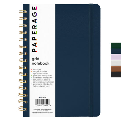 PAPERAGE Lined Spiral Journal Notebook, (Burgundy, Navy, Olive Green), 3 Pack, 160 Pages, Medium 5.5 inches x 8 inches - 100 GSM Thick Paper, Hardcover, Double-Wire Spiral Journal & Notebook