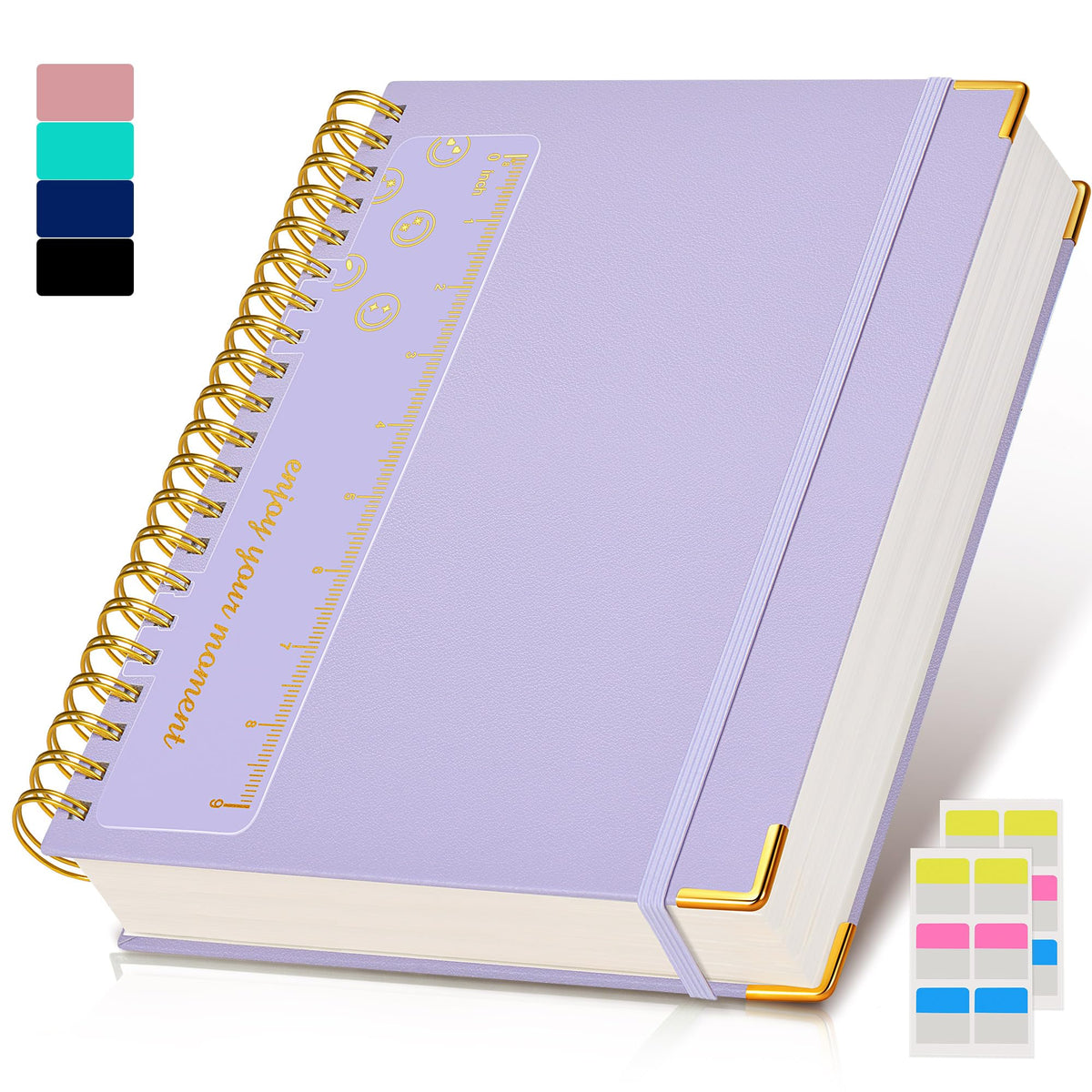 Spiral Notebook Journal 8.5” x 11”, 300 Pages Hardcover Leather Lined Journals for Women Men, A4 Large College Ruled Notebooks with 100 GSM Thick Paper, Spiral Journal for Writing Work School, Purple