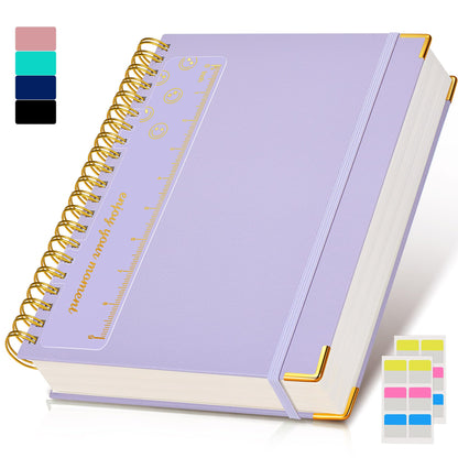 Spiral Notebook Journal 8.5” x 11”, 300 Pages Hardcover Leather Lined Journals for Women Men, A4 Large College Ruled Notebooks with 100 GSM Thick Paper, Spiral Journal for Writing Work School, Purple
