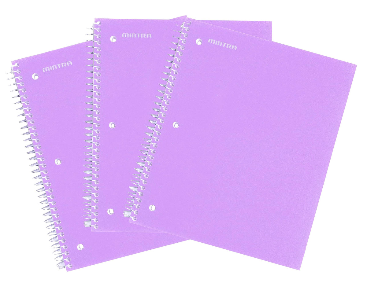 Mintra Office Durable Spiral Notebooks, 1 Subject, (Spring Pink, Sun Yellow, Arctic Ice, College Ruled 3pk)