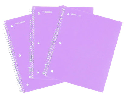Mintra Office Durable Spiral Notebooks, 1 Subject, (Spring Pink, Sun Yellow, Arctic Ice, College Ruled 3pk)