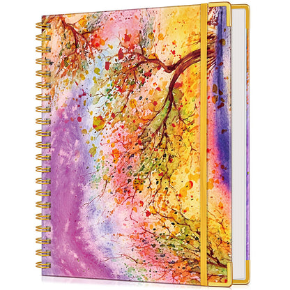 Lined Spiral Notebook Journal for Women, 200 Pages Aesthetic Notebooks 8.5” x 11”, A4 Large Hardcover Spiral Journals with 100 GSM Thick Paper, Cute College Ruled Notebook for Writing Work School, Colorful Botanicals