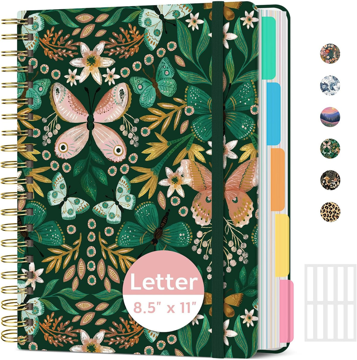 Taja Cute Large Spiral Lined Notebook for Work with 5 Removable Dividers