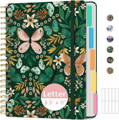 Taja Cute Large Spiral Lined Notebook for Work with 5 Removable Dividers