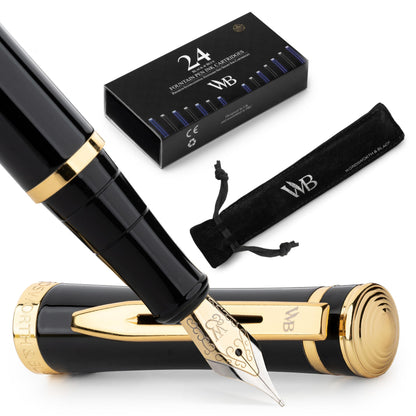 Wordsworth & Black Fountain Pen Set for Writing, Extra Fine Nib, Silver