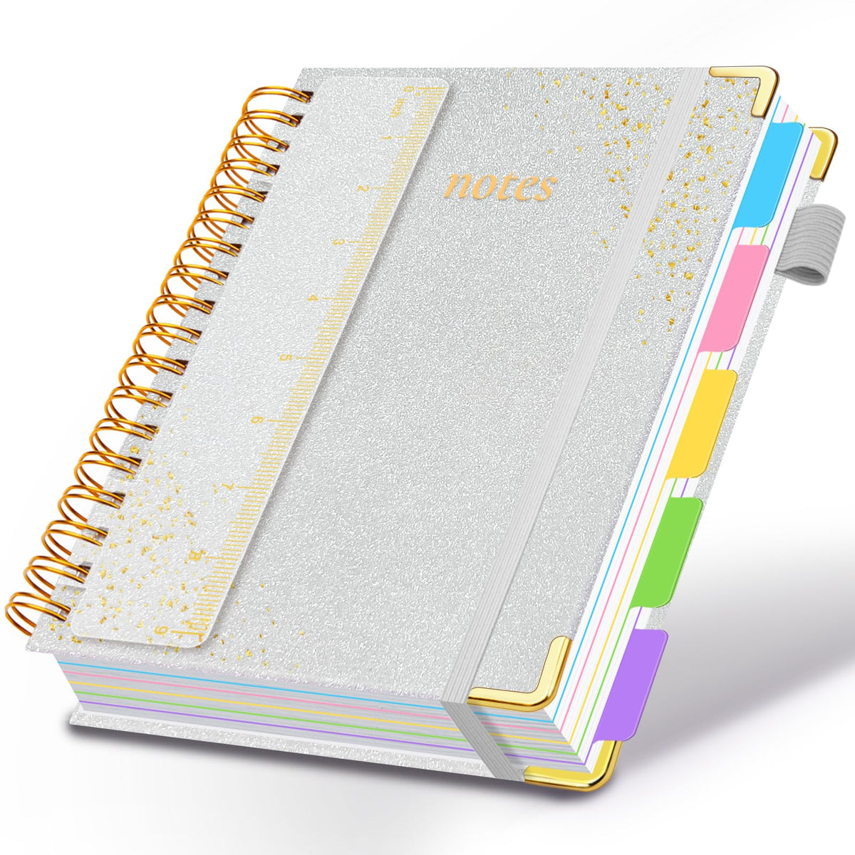 Hardcover Spiral Notebook with Tabs & Dividers, 8"x10" 5 Subject