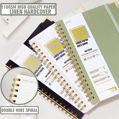 OWSC Lined Spiral Notebook, Hardcover 7.1 x 10 IN B5 Notebook, 3 Pack Mix
