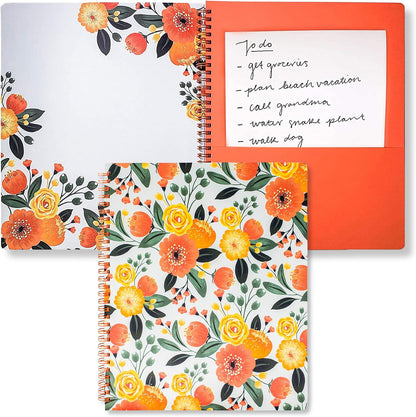 Steel Mill & Co. Cute Floral Large Spiral Notebook, Orange Flower
