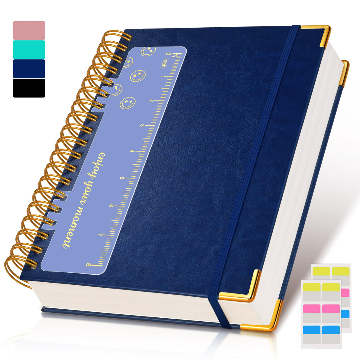 Spiral Notebook Journal 8.5” x 11”, 300 Pages Hardcover Leather Lined Journals for Women Men, A4 Large College Ruled Notebooks with 100 GSM Thick Paper, Spiral Journal for Writing Work School, Purple