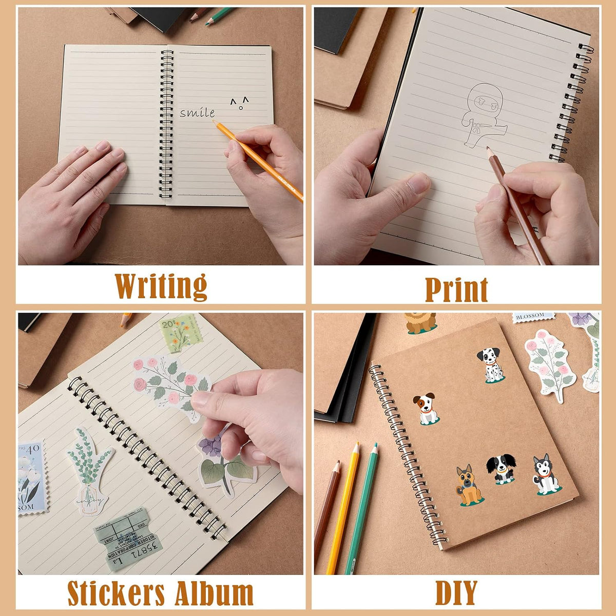36 Packs A5 Spiral Notebook Hardcover Ruled Notebooks Soft Cover Spiral Journal College Writing Subject Lined Notebook 5.5 x 8.3 Inch 50 Sheets 100 Pages Lined Paper for Office School (Brown)