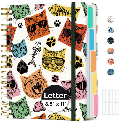 Taja Spiral Notebooks for Work 5 Subject Notebook with Removable Dividers