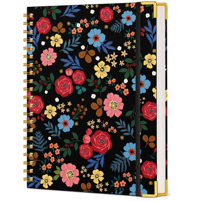 Cute Spiral Notebook Journal for Women, 200 Pages Lined Notebooks 8.5” x 11”, A4 Large Hardcover Spiral Journals with 100 GSM Thick Paper, College Ruled Notebook for Writing Work School, Orange Floral