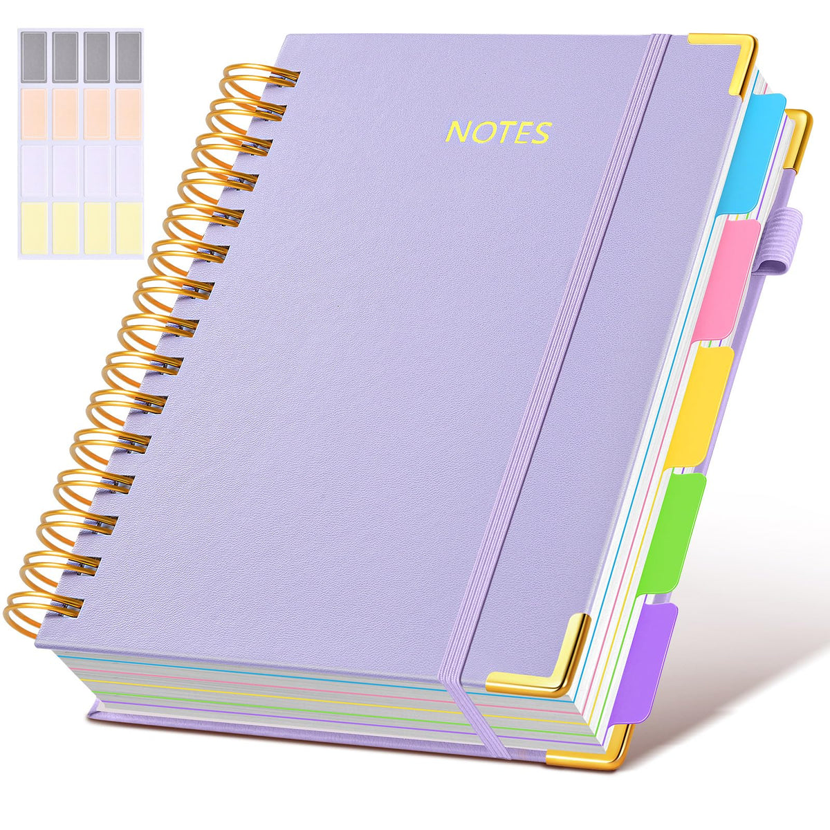 Hardcover Spiral Notebook journal with Removable Dividers Tabs, 300 Pages Leather 5 Subject Notebook College Ruled, 8"x10" Large B5 Notebooks for Work School Note taking, Lined Journal for Women,Green