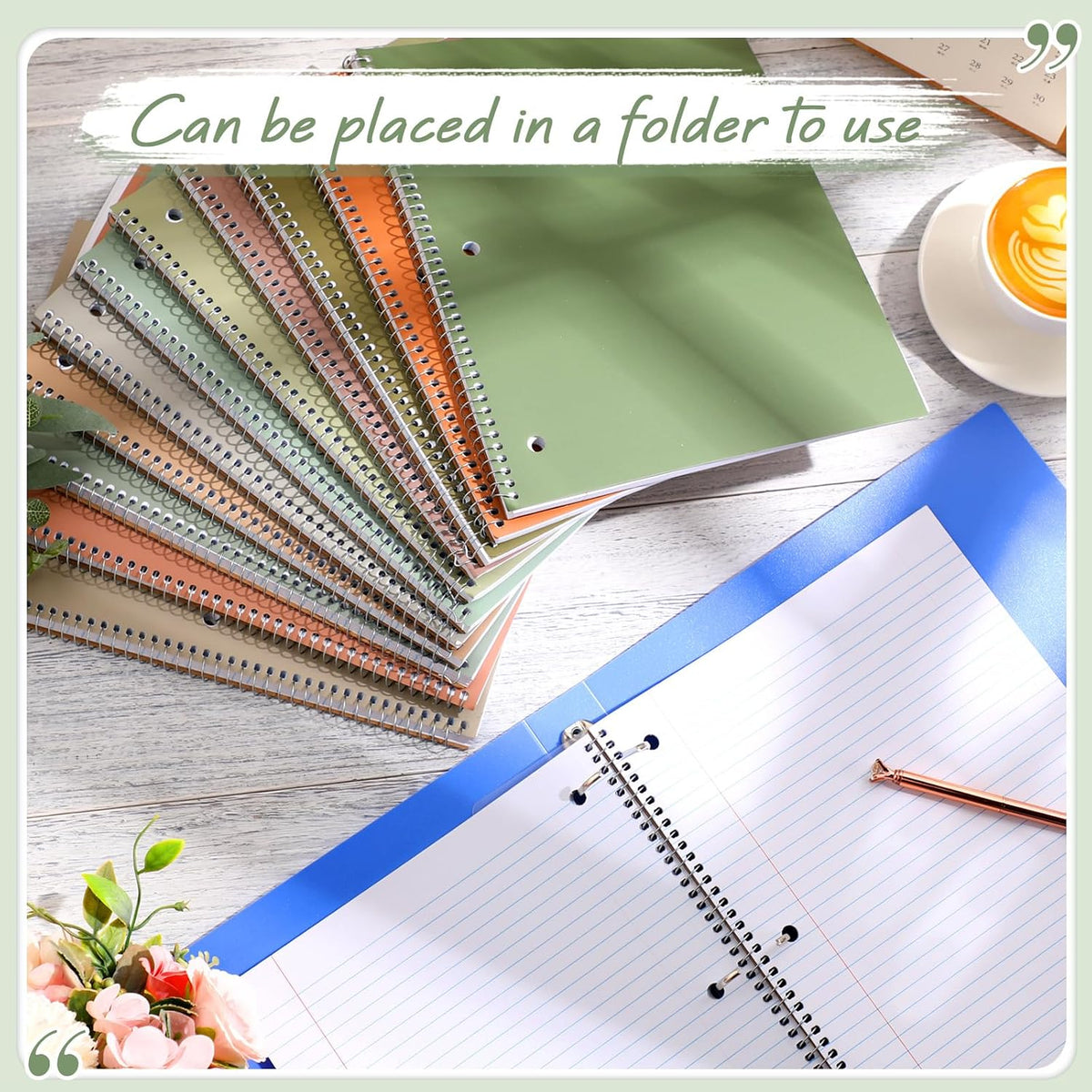 Teling 12 Pcs 1 Subject Spiral Notebook for Work College Ruled 8 x 10 1/2 Inch Spiral Journal Notebook 3 Hole Punched Paper Tear Line 70 Sheets Office School Study Supplies (Pastel Color)