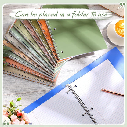 Teling 12 Pcs 1 Subject Spiral Notebook for Work College Ruled 8 x 10 1/2 Inch Spiral Journal Notebook 3 Hole Punched Paper Tear Line 70 Sheets Office School Study Supplies (Pastel Color)