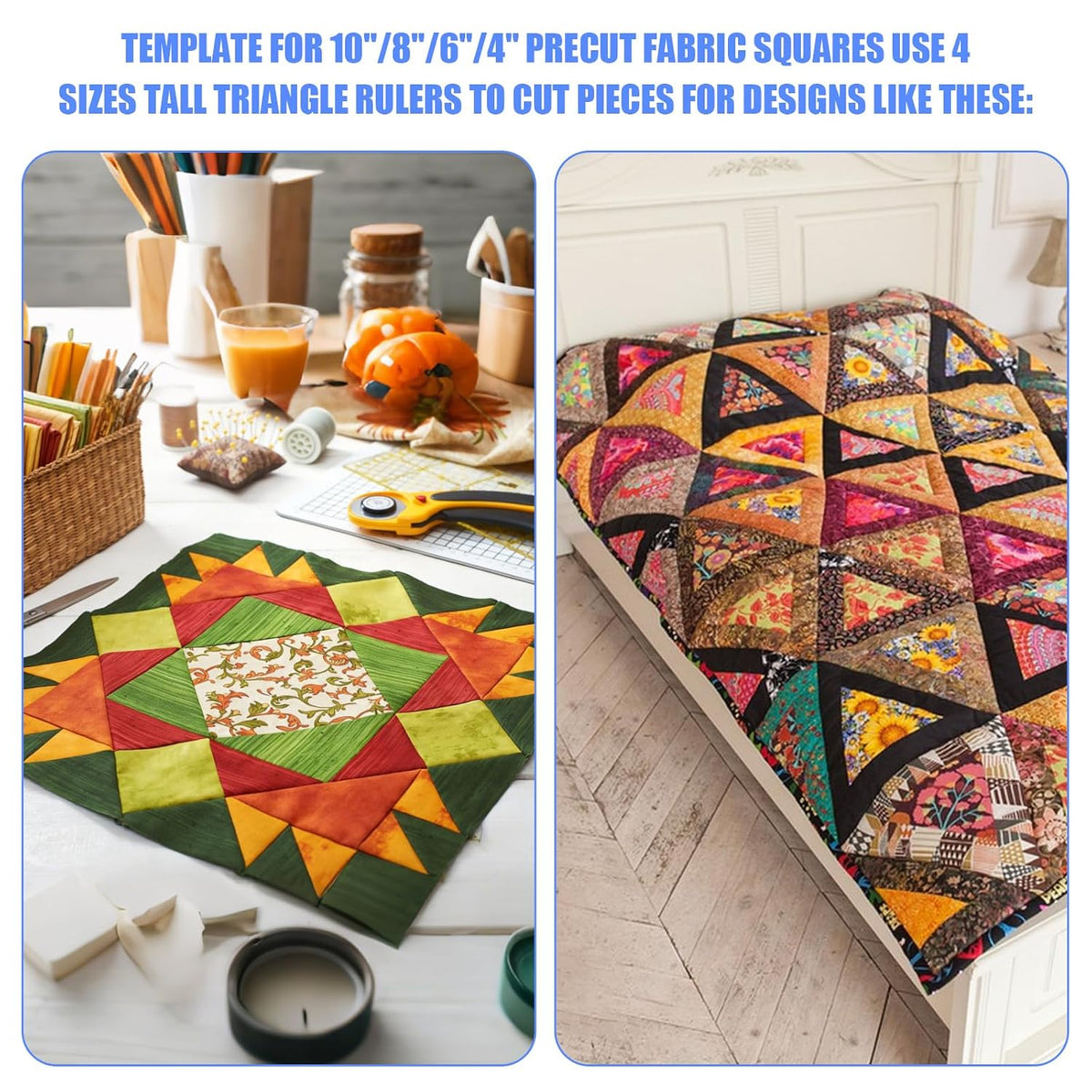 8 Pcs Tall Triangle Ruler for Quilting 4 6 8 10 Inch Acrylic Template Rulers Quilting Sewing Layer Cake Patchwork Supplies for Cutting Pattern DIY Craft (Clear)