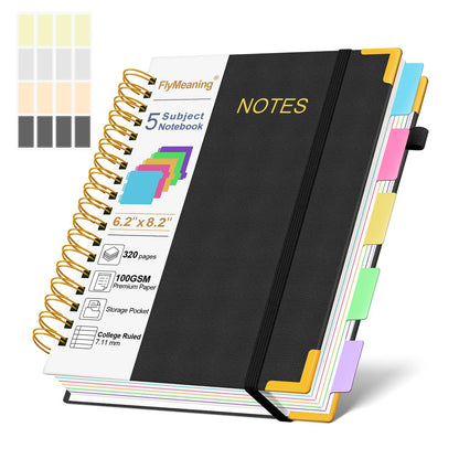 Hardcover Spiral Notebook Journal with Removable Dividers Tabs