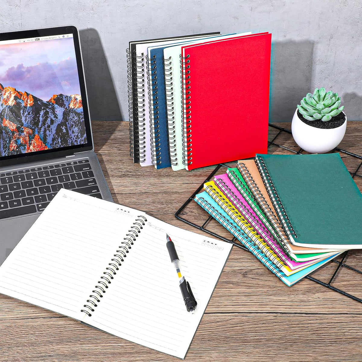 Nodaaiie 12 Pack A5 Spiral Notebook, College Ruled, 120 Pages, 12 Colors Spiral Journal for Office, Students, Business, Journal, Note Taking, 8.3 x 5.7 Inch